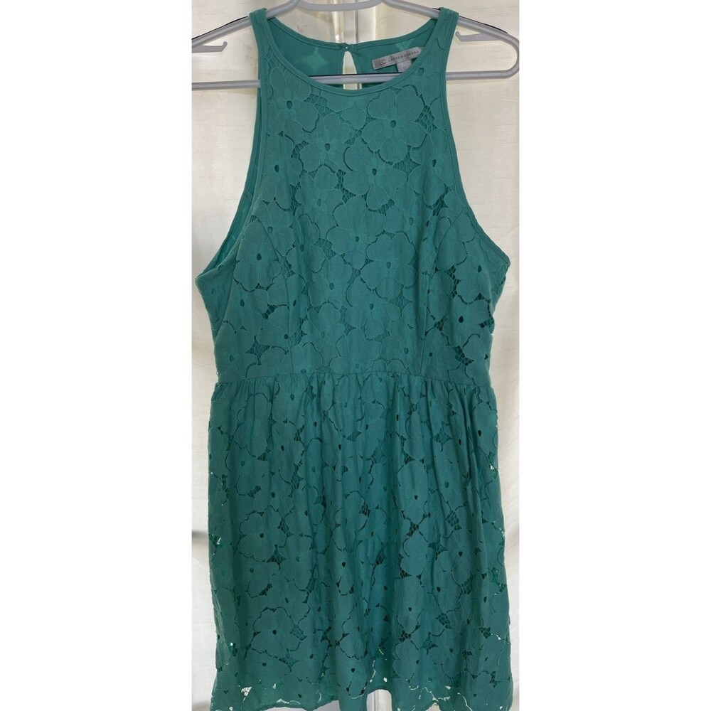 Lauren Conrad Turquoise Floral Lace Sleeveless A-Line Knee Dress Size 12
